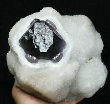 6.75lb Natural Super Large Cube Violet Fluorite Crystal Cluster Mineral Specimen picture
