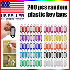 200X Plastic Key Tags Metal Ring Luggage Card Name Label Keychain W/ Split Ring picture