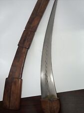 Authentic AFRICAN HUNTING KNIFE Blade 15” In Tooled LEATHER SCABBARD 23 1/2 Mali picture
