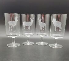 Set of 4 Georg Jensen Etched Endangered Wildlife Series Wine Water Glasses 6.5