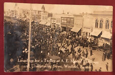 RPPC Winfield Kansas Real Photo Postcard Horse People Cars Carriage c1917 picture