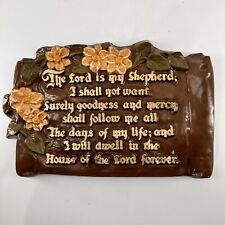 The Lord Is My Shepherd Wall Picture Ceramic Flowers Vintage Plaque Religious picture