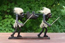 Wooden Hand Carved Primitive Hunters Tribal Tiki Statue Bar Figurine Gift Wood picture