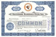 Baltimore Orioles Baseball Club, Inc. - 1974 or 1980 dated Sports Stock Certific picture