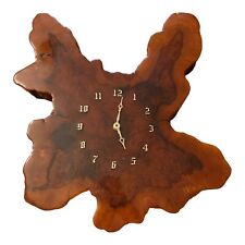 Vintage Cypress Wood Wall Clock Large 17 Inch Length Lacquered 1970s Florida picture