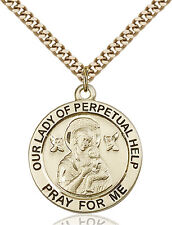 Men's 14K Gold Filled Perpetual Help Virgin Mary Medal Necklace Pendant picture