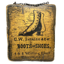 GW Ingalls & Co Boots AND Shoes 4&5 Wieting Block Syracuse NY Wood Sign Placard picture