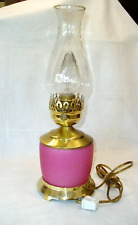 Gorgeous ELECTRIC HURRICANE LAMP WITH GLASS GLOBE, Mauve & Gold picture
