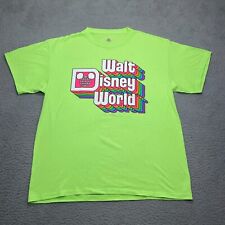 Disney Parks T Shirt Adults Large 90s Spell Out Walt Disney World Neon Green picture