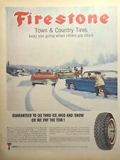 Firestone Town & Country Tires Snow Mud Garage Shop Vintage Print Ad 1964 picture
