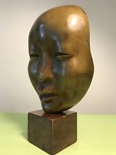 MUSEUM QUALITY ANTIQUE JAPANESE THEATER NOH MASK EXCEPTIONAL BEAUTY ON STAND picture