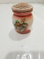 Small Mustard Jar Hand Painted Detailed Designed with Lid made in England 2.5