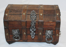 Vintage FW Woolworth  wooden box W/hinged lid, Pewter Latch & Hardware 8'' wide picture