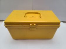 Vintage Wilson Wil-Hold Plastic Sewing Box Notions & Tray Yellow Made in USA picture