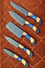 BEAUTIFUL HANDMADE CARBON STEEL CHEIF SET 5 PIECES WITH LEATHER SHEATH picture