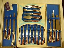 Sheffield English Blades 19 Pc Cutlery Set in Box Golden Prestige Vintage 23K GE picture