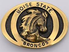 Boise State Stallions Broncos Solid Brass Vintage Belt Buckle picture