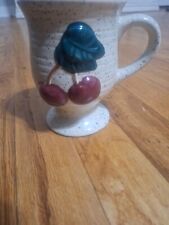 Vintage Glazed Ceramic Embossed Cherry  Side Coffee Mug 5