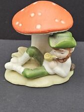 lefton Handpainted leprechaun Under  Mushrooms With Pipe  03564 Looks Signed Vtg picture