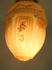 VTG Antique 20's 30's Frosted Glass Acorn Light Shade Floral Hand Painted picture