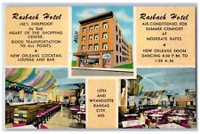 Kansas City Missouri MO Postcard Rasbach Hotel Wyandotte Multiview c1940 Vintage picture