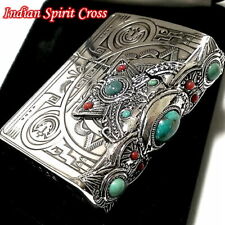 Indian Spirit Cross Silver Plating Turquoise 3 sided processing Zippo MIB picture