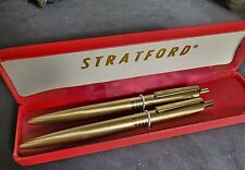 Vintage STRATFORD Fountain Ballpoint Pen Original Box - Gold Tone - Black & Blue picture