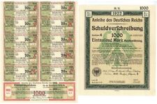 Anleihe des Deutfchen Reichs Schuldverfchreibung - 1922 dated 1,000 German Mark  picture