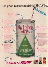 1964 Shasta Cola Soda Print Ad Low Calorie Paper Straw Tin Can picture