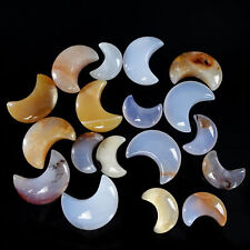 30/40mm Moon Hand Carved Chalcedony Agate Natural Crystal Quartz DIY Craft picture