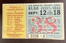 Los Angeles Railway Pass 1948 Loyola (Marymount) University Football Schedule  picture