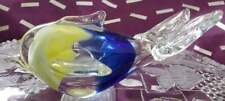 Thriftchi Art Glass Whale Clear With Yellow Blue & White Colors Deep Inside picture