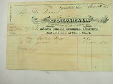 McIntosh & Co Boots,Shoes,Rubbers,Leather Springfield MA Bill Head 1875 picture