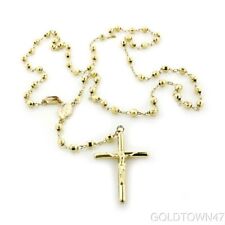 14K Yellow Gold 2.5mm Beads Our Lady Guadalupe Rosary Necklace 18