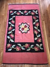 VINTAGE WOVEN NATIVE AMERICAN BLANKET RUG TAPESTRY GEOMETRIC DESIGN  46 x 80 picture