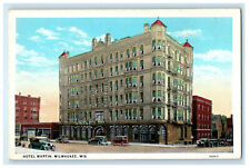 c1920s Car Scene, Hotel Martin, Milwaukee, Wisconsin WI Unposted Postcard picture