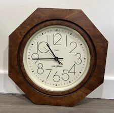 Vtg 1981 Seth Thomas Quartz Wall Clock Vintage Octagon Brown Wooden Frame 12.5” picture