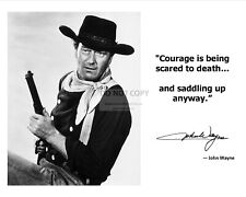 JOHN WAYNE LEGENDARY ACTOR w/ PHOTO AND COURAGE QUOTE - 8X10 PHOTO (PQ032) picture