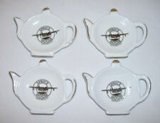 SPRUCE GOOSE~ Set (4) Porcelain TEA POT SHAPED - TEA BAG HOLDERS~ Long Beach, CA picture