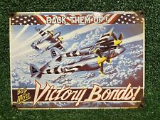 VINTAGE VICTORY BONDS PORCELAIN SIGN AMERICAN MILITARY WAR NAVY AIR FORCE PLANE picture