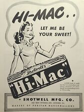 Shotwell's Hi-Mac Candy Bar Chicago Sweet Girl Vintage Print Ad 1944 picture