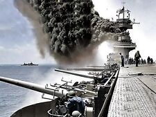 WW2 USS YORKTOWN DURING  BATTLE Photo  (190-J) picture