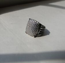 David Yurman Sterling Silver 925 Wheaton Pave Diamonds Ring 16x12mm Size 7 picture
