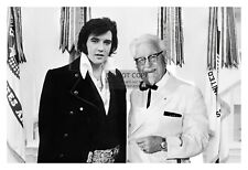 ELVIS PRESLEY AND COLONEL SANDERS KFC 4X6 B&W CELEBRITY PHOTO picture
