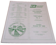 OCTOBER 1989 BURLINGTON NORTHERN GALESBURG DIVISION EMPLOYEE TIMETABLE #2 picture