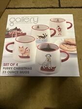 RARE VINTAGE Tabletops Gallery FULL SET OF Dog Mugs Christmas 23 Oz Set Of 4 picture