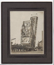 Railroad Lift Bridge Construction Photo with Workmen Cabinet Card picture