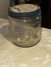 Vintage 1930s Burma Shave Embossed Ribbed Jar and Original Lid Minneapolis 4.2” picture