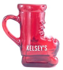 Vintage Kelsey Restaurant Molson Canadian Red Glass Skate Boot Drinking Mug I328 picture