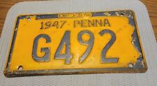 Vintage 1947 Pennsylvania License Plate, G492 picture